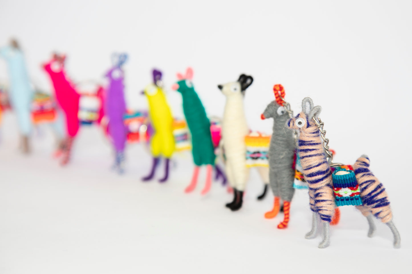 Close Up of Peruvian Small Llama Keychains