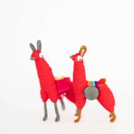 Red Peruvian Tiny Llama Magnets Facing Left
