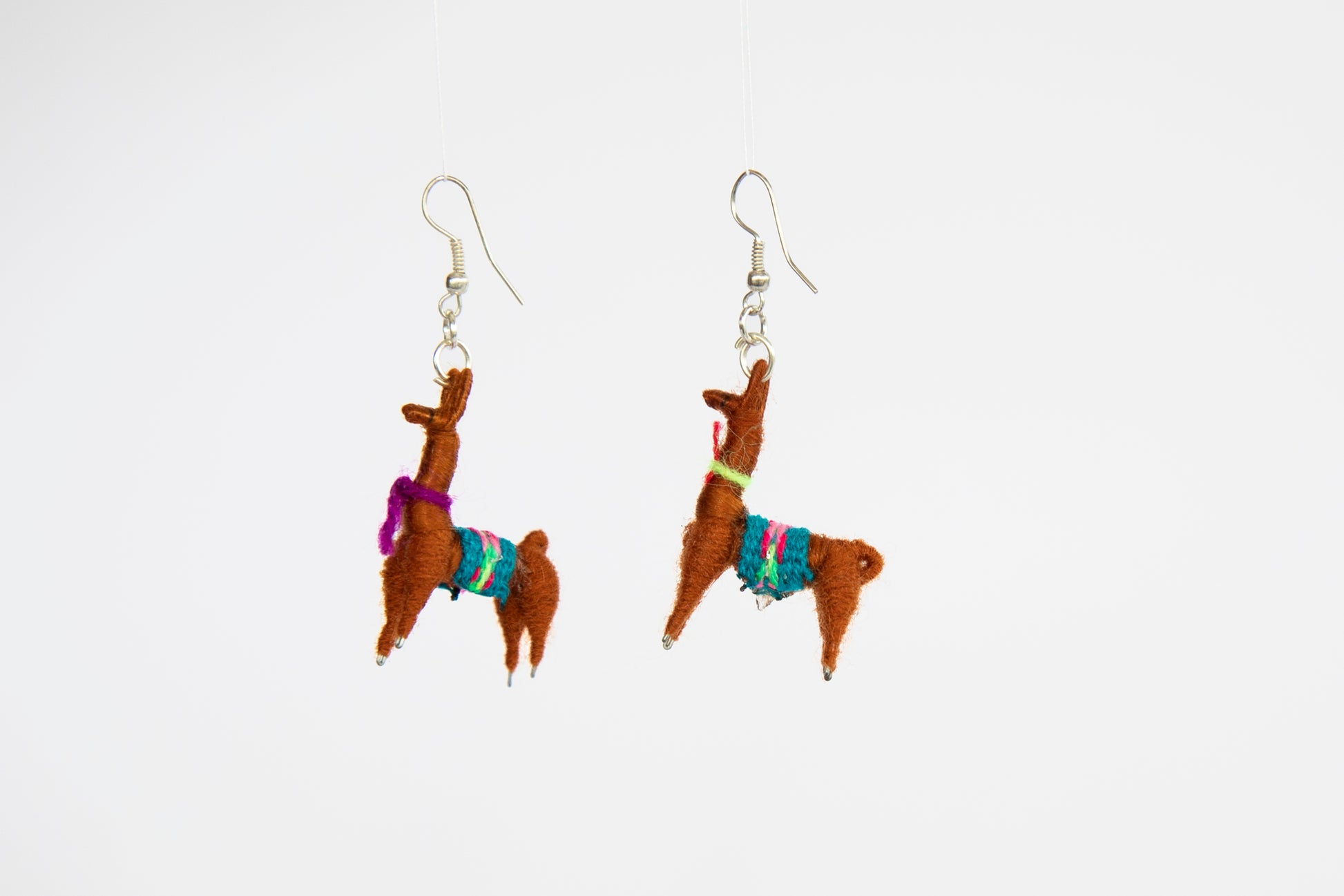 Brown Llama Earrings Facing Left